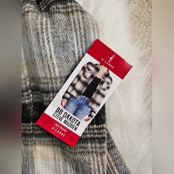 BB Dakota Steve Madden Plaid Boxy Shacket Button Front Jacket Women’s XL NWT - Picture 4 of 11